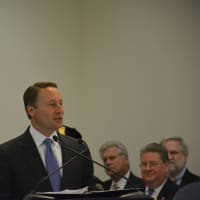 <p>Westchester County Executive Rob Astorino speaks at the police ceremony.</p>