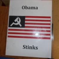 <p>A sign saying &quot;Obama Stinks&quot; was found in March in Fairfield along with two dead skunks. </p>