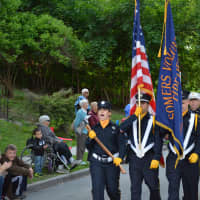 <p>Somers firefighters march in the Katonah parade.</p>