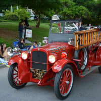 <p>An antique South Salem firetruck makes an appearance in the Katonah parade.</p>