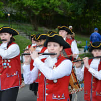 <p>Members of the Mount Kisco Ancient Fife and Drum Corps march in the Katonah parade.</p>