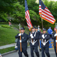 <p>Mount Kisco firefighters march in the Katonah parade.</p>