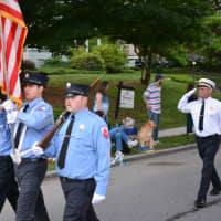 <p>Patterson firefighters march in the Katonah parade.</p>