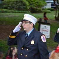 <p>Danbury firefighters march in the Katonah parade.</p>