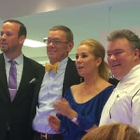 <p>Peter X. Kelly, far right, with Kathie Lee Gifford at Bloomingdale&#x27;s in White Plains</p>
