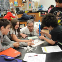 <p>Sixth-graders work on model of the Big Dipper.</p>