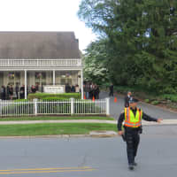 <p>Rye police directing traffic outside Graham Funeral Home where hundreds attended Katherine Chappell&#x27;s wake on Friday and Saturday.</p>