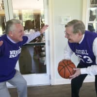 <p>Norwalk Mayor Harry Rilling and Stamford Mayor David Martin have some fun with the basketball at Wednesday&#x27;s lunch.</p>
