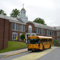 <p>The front driveway for Katonah Elementary School was painted yellow as a nod to the yellow brick road from &quot;The Wizard of Oz.&quot;</p>