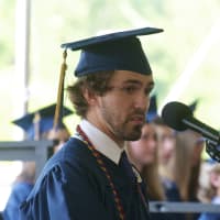<p>Class President Kevin MacWilliams delivers the Student Address.</p>