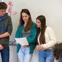 <p>Students from Lycée Jean Dautet in France worked with Croton-Harmon High School French students on various projects during their visit. </p>