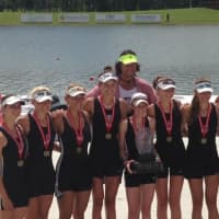 <p>The victorious lightweight 8 with assistant coach Gordon Getsinger</p>