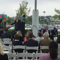 <p>The stage was set with speeches before the ribbon-cutting.</p>