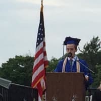 <p>Matthew Dwelle delivers the Valedictory Address to his classmates. </p>