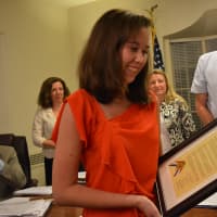 <p>Laura Quinn, Fox Lane High School&#x27;s 2015 valedictorian, was honored at a recent Pound Ridge Town Board meeting.</p>