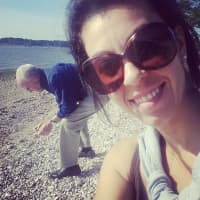 <p>Selfie from Sarah Bamford, of Old Greenwich, with her dad in the background at Tod&#x27;s Point.</p>