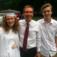 <p>Greenwich High graduate Audrey Sherr, her father Peter and her brother Hayden.</p>