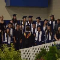 <p>The Staples high school choir performs for the commencement. </p>