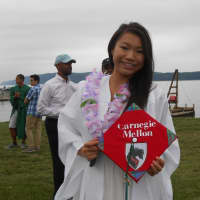 <p>Vivian Yan was proud to show everyone that she will be attending Carnegie Mellon in Pennsylvania in the fall. </p>