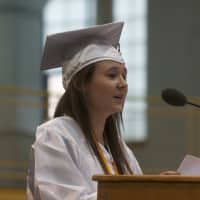 <p>Juliet Ivanov gives the Valedictorian Address.</p>