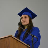 <p>Horace Greeley Co-Valedictorian Amanda Rota gives her speech.</p>