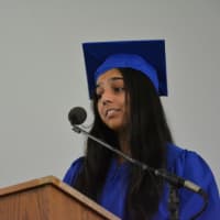 <p>Horace Greeley Co-Valedictorian Riya Verma gives her speech.</p>