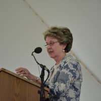 <p>Chappaqua Schools Superintendent Lyn McKay gives her speech.</p>