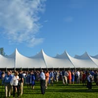 <p>Sunshine greeted people as they left the tent following Horace Greeley&#x27;s 2015 commencement.</p>