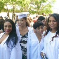 <p>Happy graduates gather at Webster Bank Arena as Bassick holds its commencement. </p>