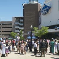 <p>The graduation ceremony was one of three held Monday at the Webster Bank Arena. </p>