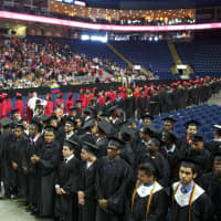 <p>Bridgeport Central High School holds its 2015 commencement ceremony Monday at Webster Bank Arena.</p>
