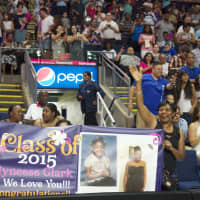 <p>The crowd enjoys the Central High graduation at the Webster Bank Arena. </p>