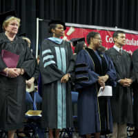 <p>Faculty members at Monday&#x27;s Central High graduation.</p>
