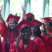 <p>Students celebrate as the Class of 2015 graduates. </p>