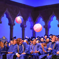 <p>Beach balls are hurled in the air as North Salem High School&#x27;s 2015 commencement winds down.</p>