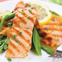 <p>Grilled salmon is a popular barbecue item.</p>