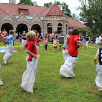 <p>Sack races are among the lawn games played during the event.</p>