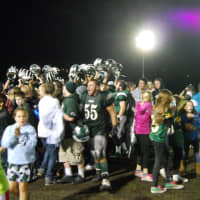 <p>The fans celebrate with Pleasantville after its 16-14 win over Nanuet Friday in a Section 1 Class B Football Championship semifinal.</p>