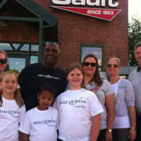 <p>Connor Armstrong, 7, front, with 11-year-old twin sisters, Megan, left, and Alexis, right. In back, from left; Meredith Donaher of Gault Energy, parents John and Melanie Armstrong, Kim Smith, Make-A-Wish, and Sam Gault of Gault Energy.</p>