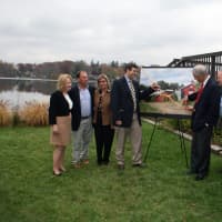 <p>North Salem Deputy Supervisor Peter Kamenstein cuts the ribbon at the Peach Lake ceremony.</p>