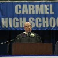<p>Carmel High Principal Louis T. Riolo gives his Welcoming Address.</p>