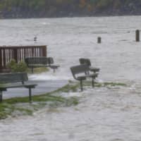 <p>The Hudson River overflows its banks at Hastings park.</p>