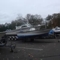 <p>Several Darien boat owners parked their boats at Hindley Elementary School.</p>