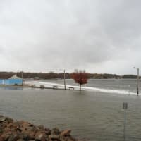 <p>West Beach in Stamford is completely submerged under water as Hurricane Sandy nears. </p>