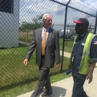 <p>Mayor Bill Finch visits Sikorsky Airport after the death of a construction worker there. </p>