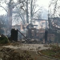 <p>A home on Binney Lane in Old Greenwich was completely destroyed by a fire Monday night. It is not Helen Lobrano&#x27;s home. </p>