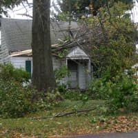 <p>A tree collapsed into a home on Catherine Street in Fairfield Tuesday morning. </p>