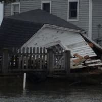 <p>Another home collapsed by Hurricane Sandy along Fairfield Beach Road.</p>