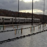 <p>Water floods the Metro-North Railroad&#x27;s Croton-Harmon station Tuesday morning after Hurricane Sandy. </p>