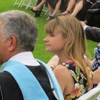 <p>Schools Superintendent Peter Mustich and keynote speaker Elizabeth Flynn Meaney, an author and Rye Neck graduate who encouraged the seniors to be brave.</p>